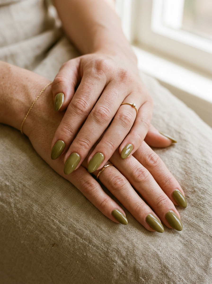 Olive Green Nails